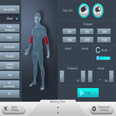 เครื่องนิวเมติก ESWT Shockwave Therpay สำหรับการรักษาอาการปวดหลัง ED